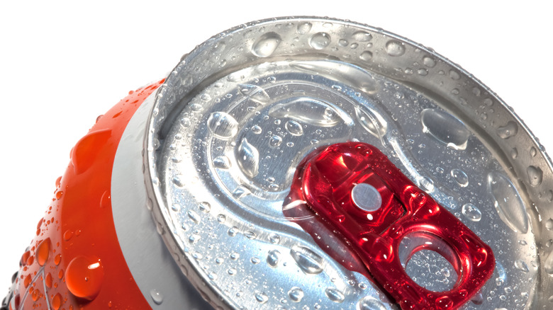 top of soda can with condensation