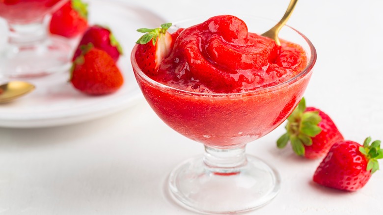 strawberry granita in bowl