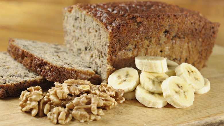 Sliced banana bread