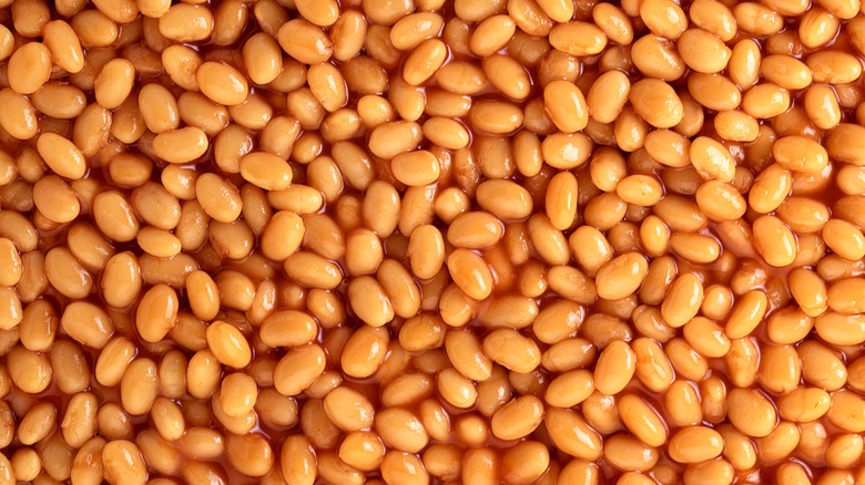 Close up of baked beans