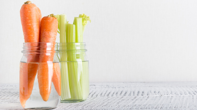 Celery and carrots in water