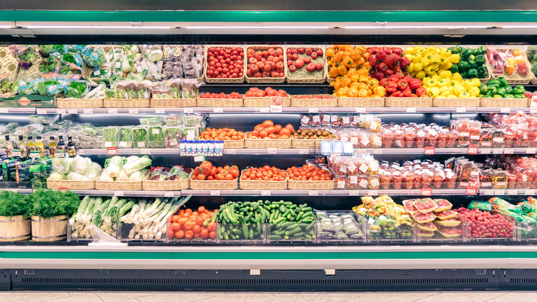 Produce section in a grocery store