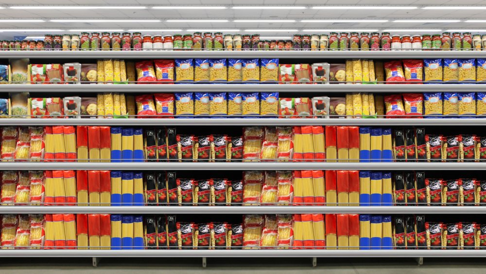 supermarket shelves