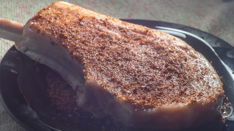 A dry rub covered steak