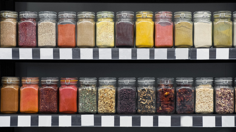 Assortment of spices in mason jars