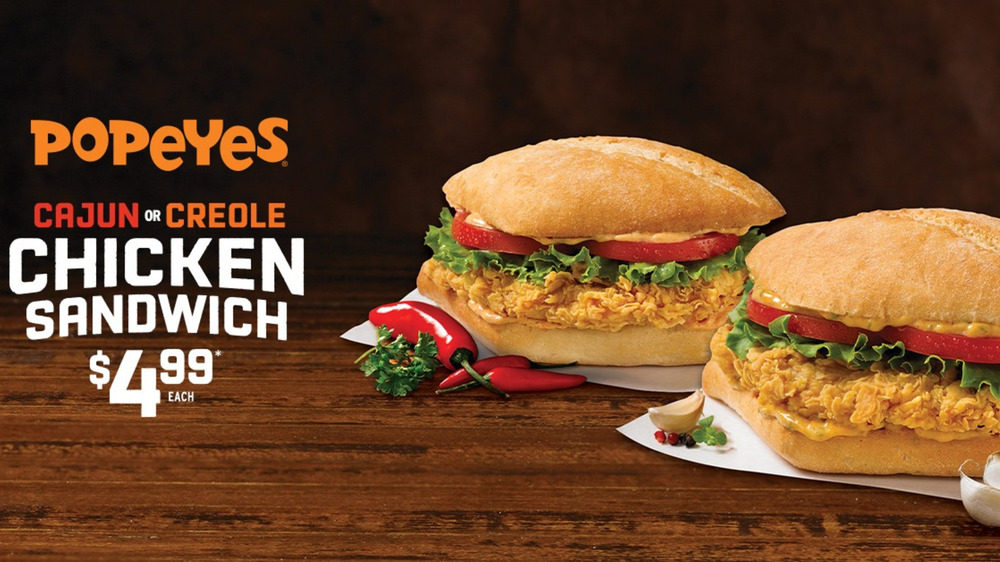 Canadian ad for Popeyes Cajun and Creole chicken sandwiches