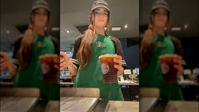 TikTok of barista drinking lemonade cold brew