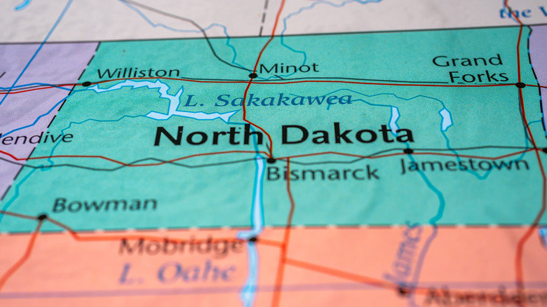 Map showing North Dakota