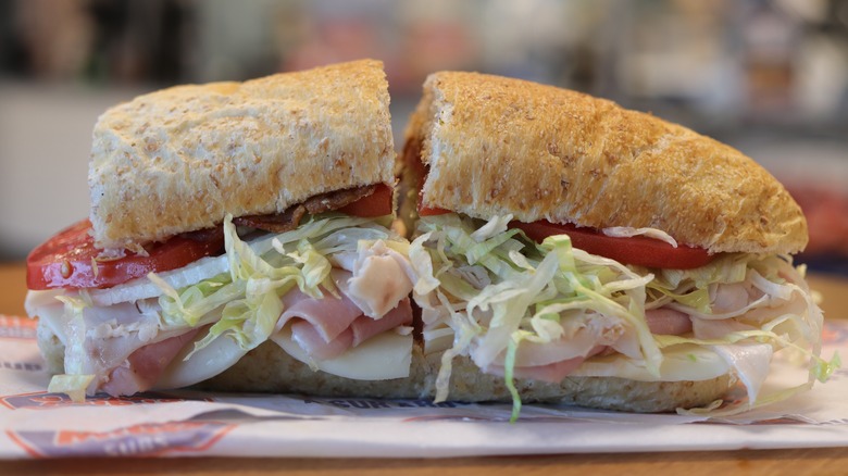 closeup of jersey mike's sandwich