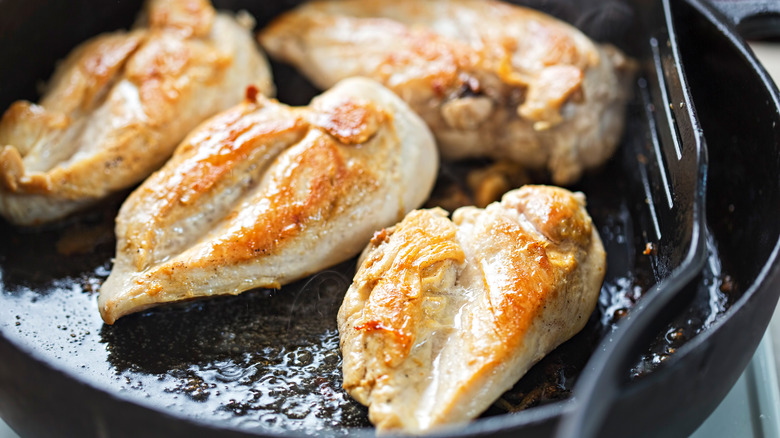 chicken in pan