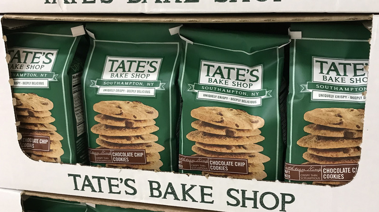 Tate's Bake Shop Chocolate Cookies in a cardboard display