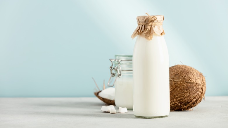 A bottle of coconut milk 