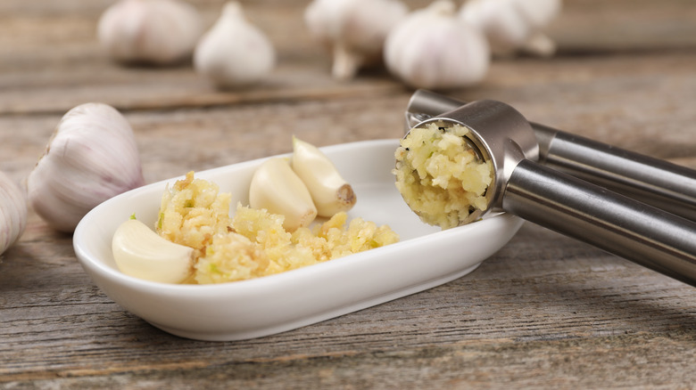 minced garlic on a small plate