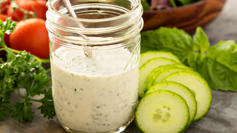 Homemade ranch in mason jar