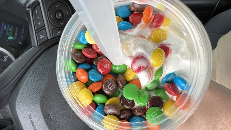 Close up of a McFlurry with M&Ms