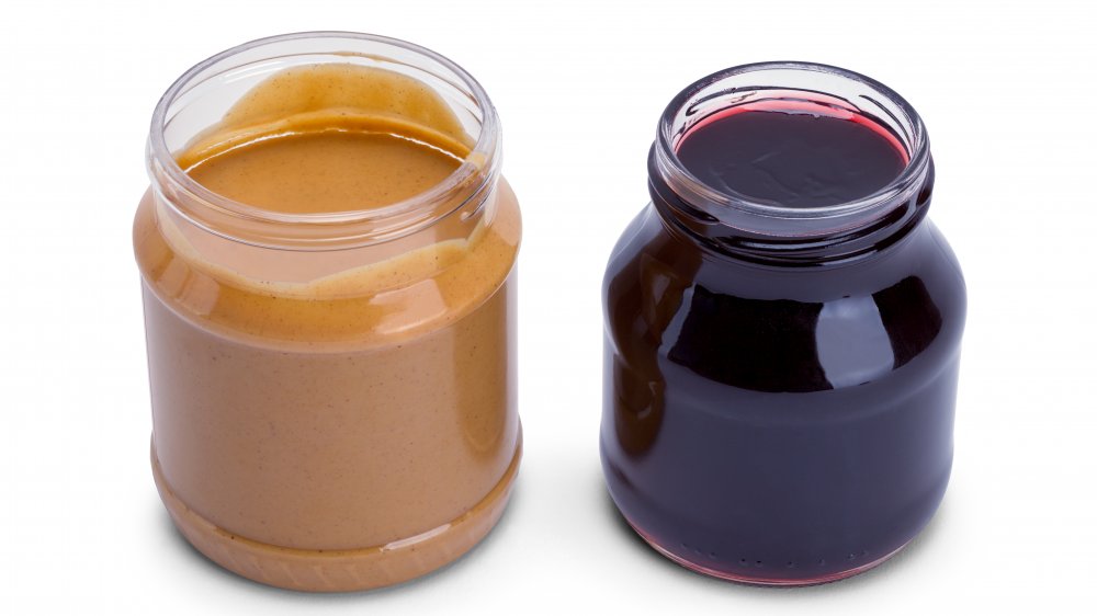 Jars of peanut butter and jelly