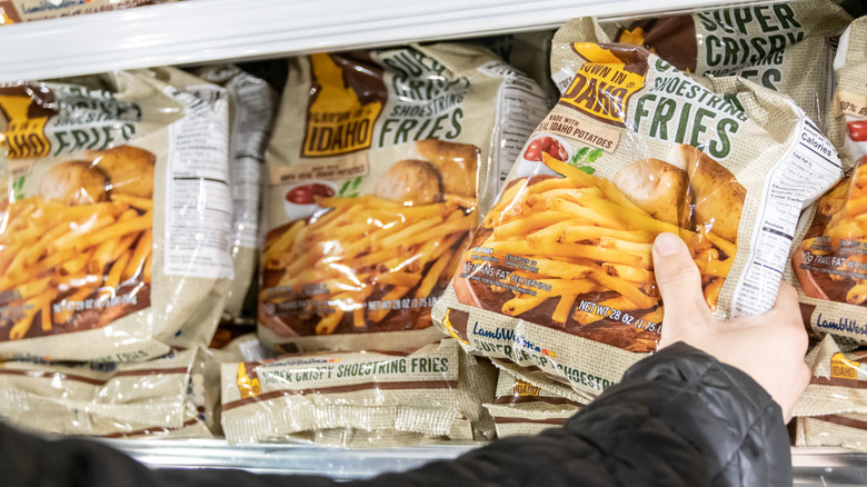 Bags of frozen french fries