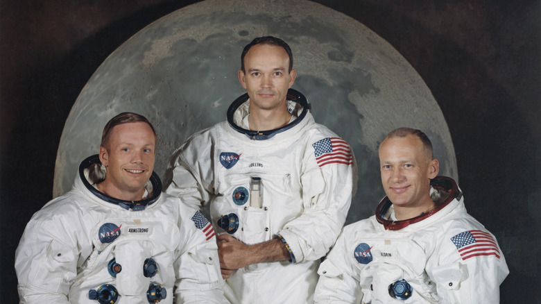 the Apollo 11 team (L–R): Neil Armstrong, Michael Collins, Buzz Aldrin