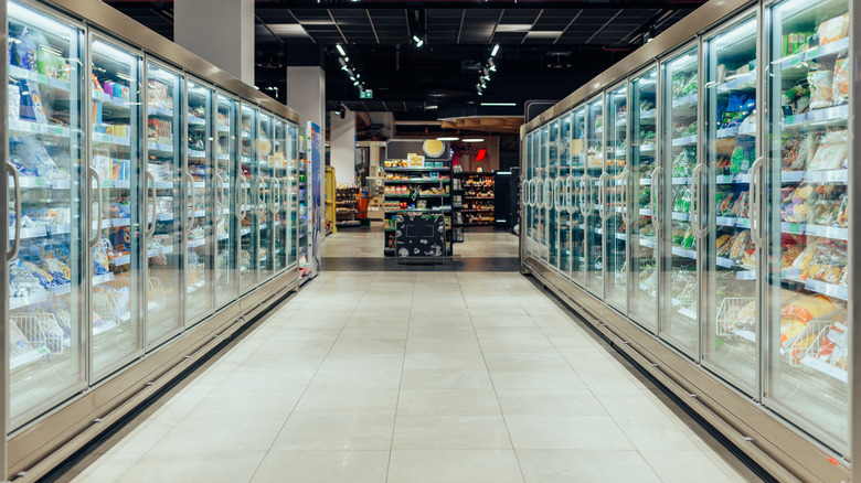 Empty freezer aisle