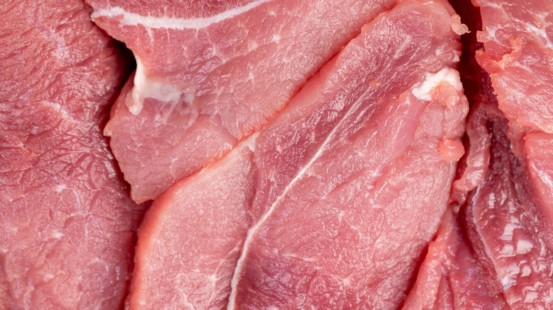 Close-up of raw pork meat