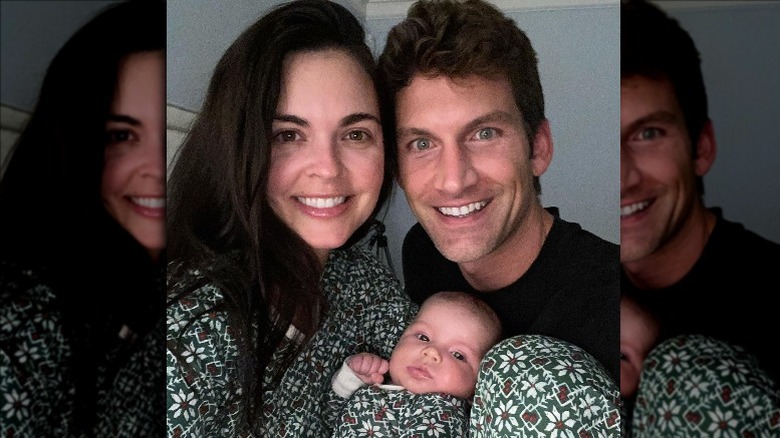 Katie Lee and with husband and newborn daughter
