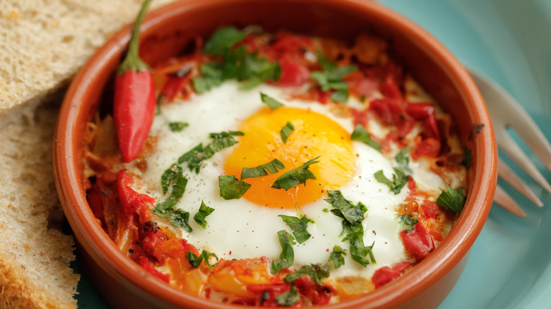 eggs in purgatory with chili peppers