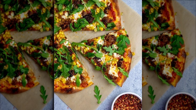 Giada De Laurentiis' corn and sausage pizza