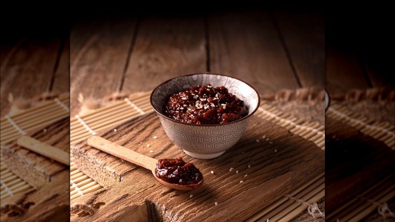 bowl of ssamjang paste with spoon