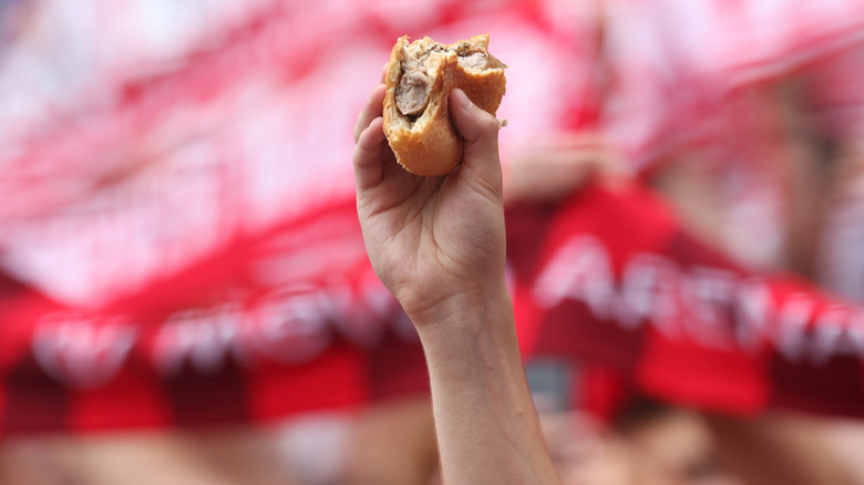 Bratwurst at a sporting event