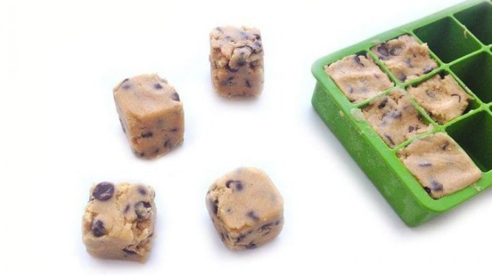 cookie dough in an ice cube tray