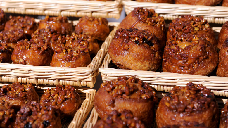 Sticky buns in basket