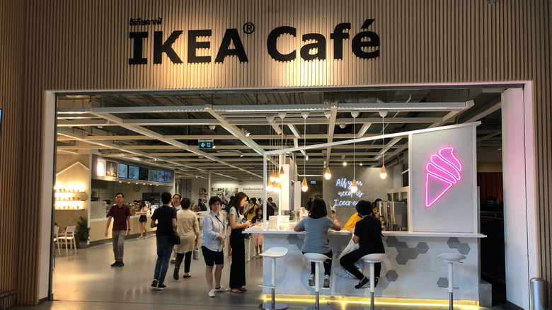 People eating at indoor IKEA café