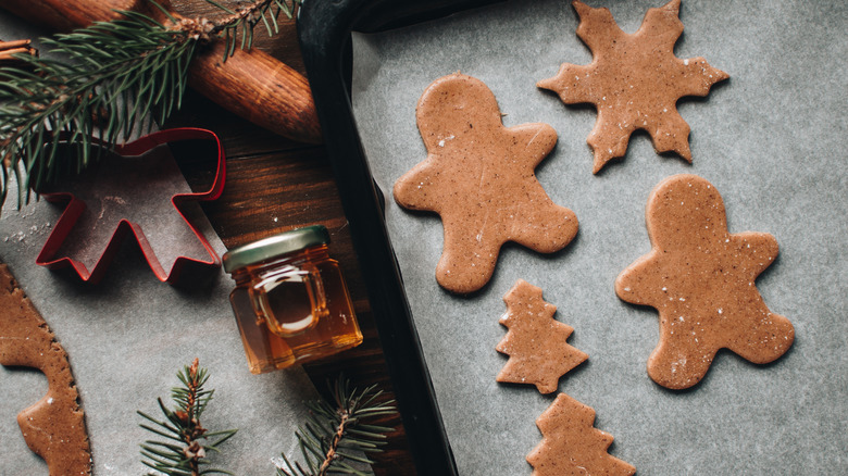 Gingerbread cookies on a baking tray