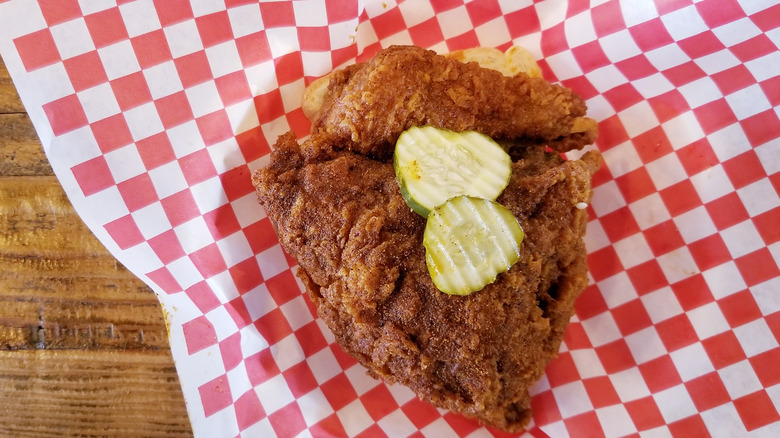 A plate of hot chicken