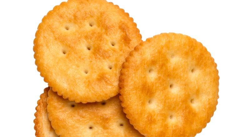 ritz crackers on white background