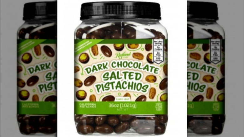 Jar of Redland's Dark Chocolate Covered Pistachios