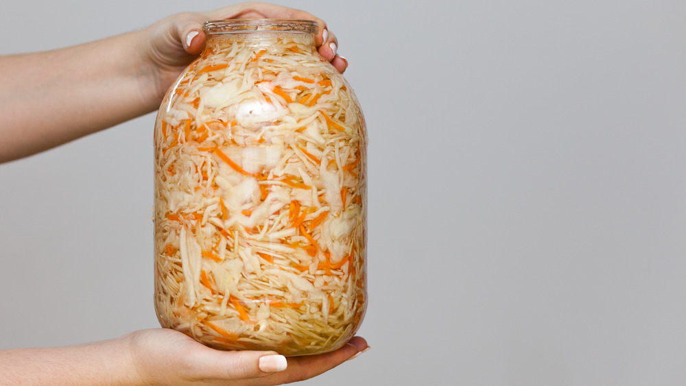 Sauerkraut in a jar