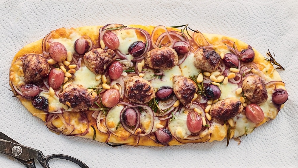 Jamie Oliver's sausage grape pizza