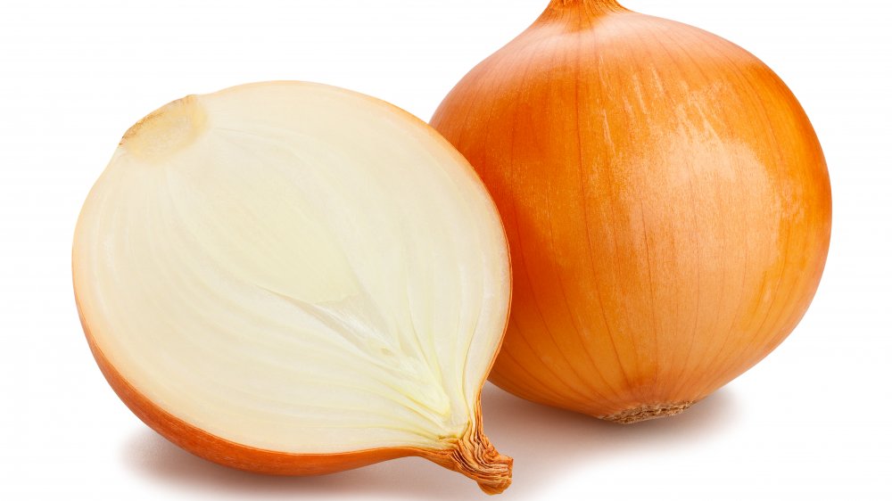 Onion split in half