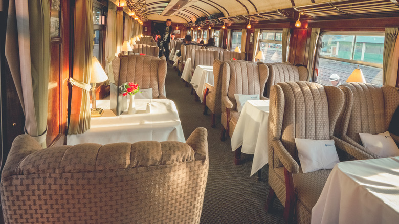 Old-fashioned train dining car