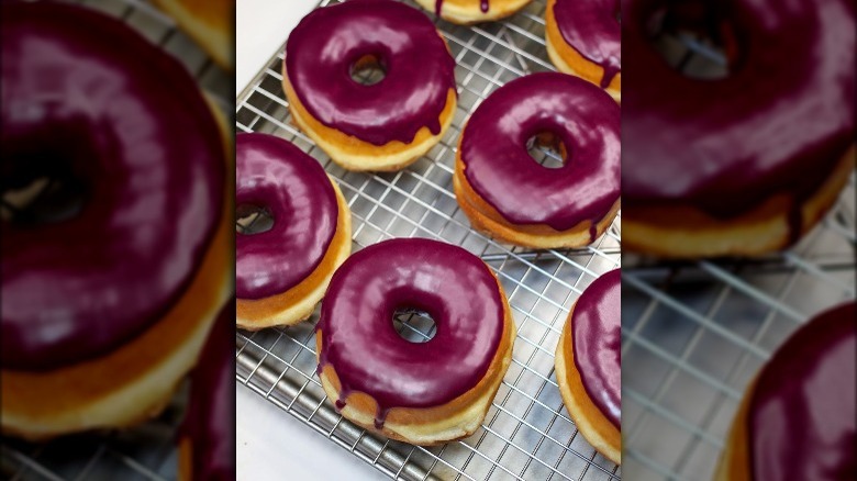 Beetroot-inspired donuts close-up