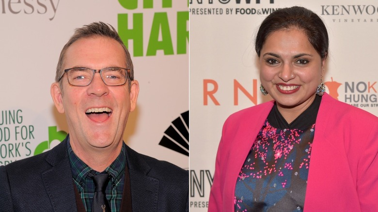 Ted Allen and Maneet Chauhan smiling