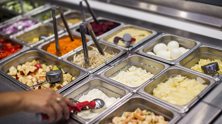 Salad bar inside a Boston Sweetgreen 