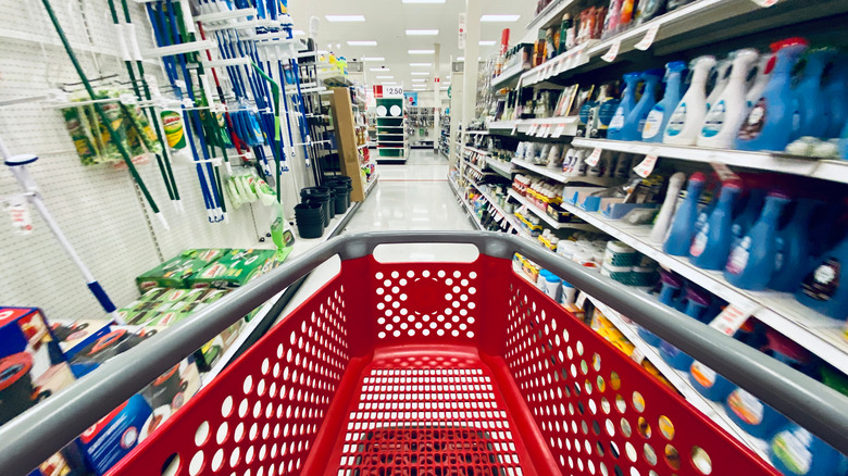 Target cart in cleaning aisle