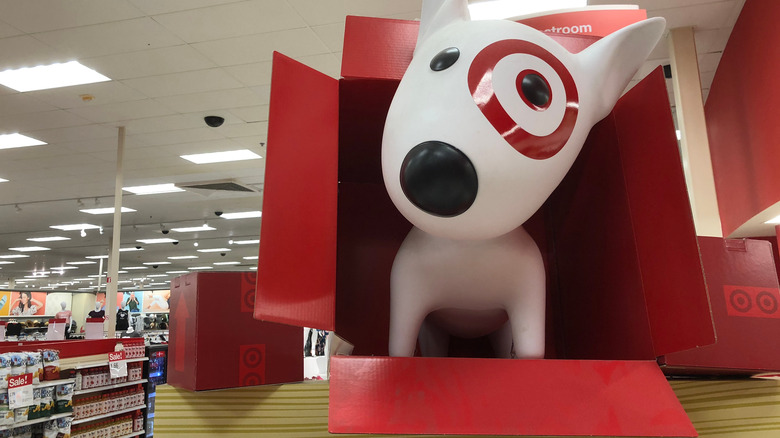 Bullseye mascot welcoming customers at Target