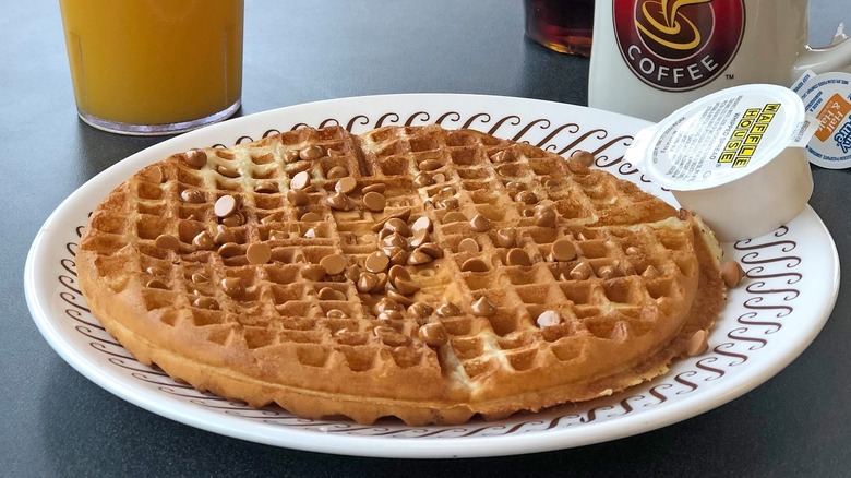 A peanut butter pecan waffle