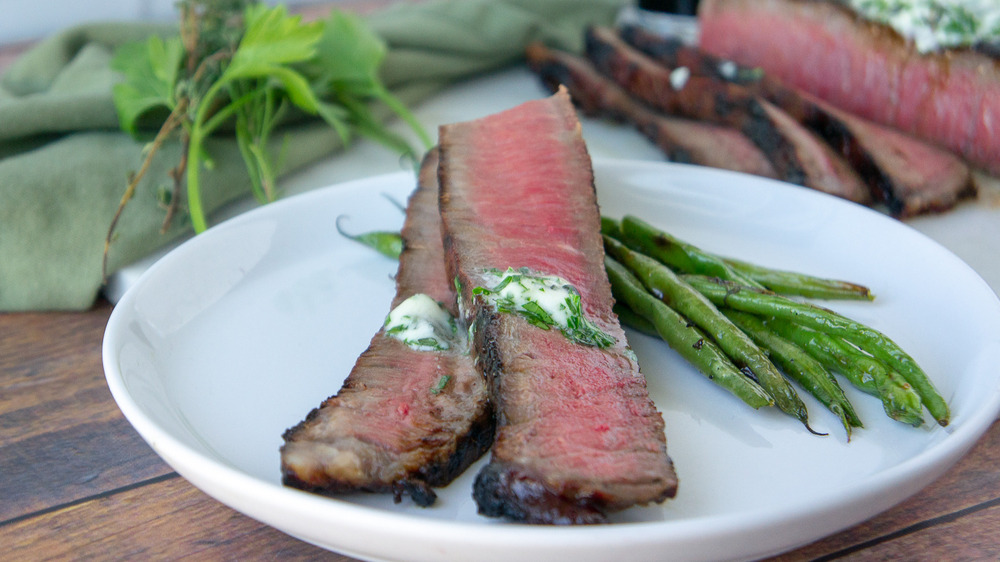 sliced steak on a plate