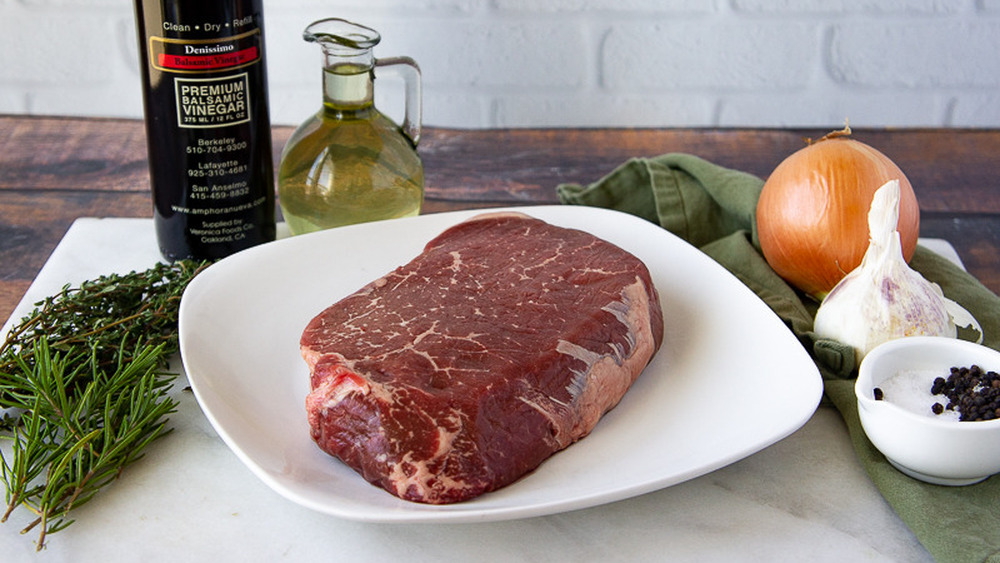 raw steak on a plate