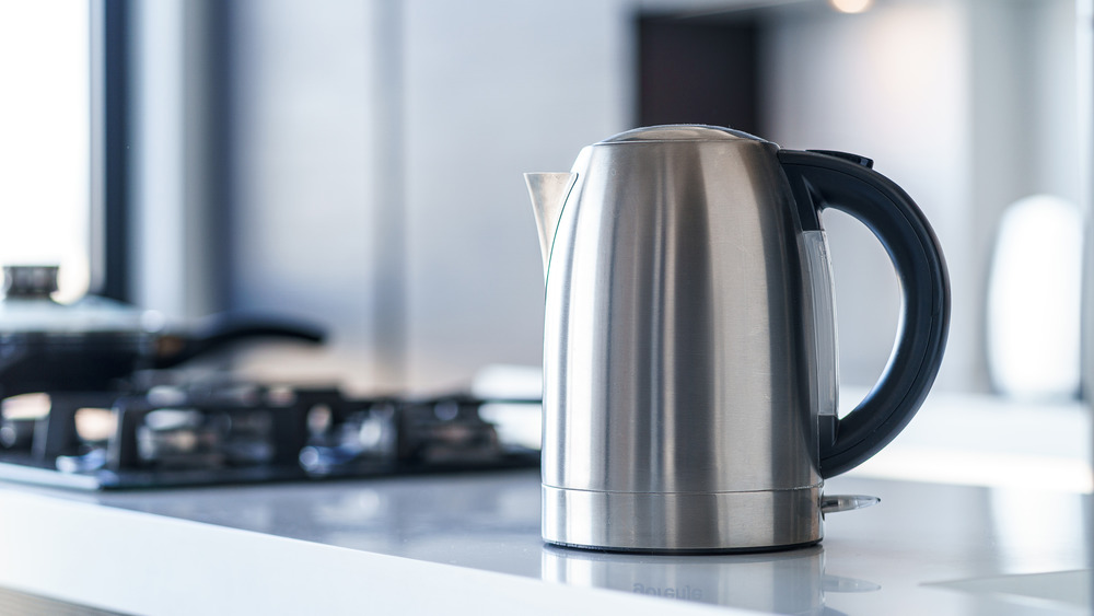 Electric kettle on counter