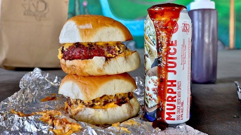 BBQ-flavored beer and hamburgers